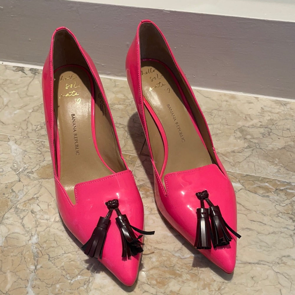 Banana Republic Leather High Heels Pumps hot pink